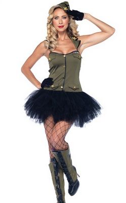 F66133 USO Army Girl Fancy Dress Costume